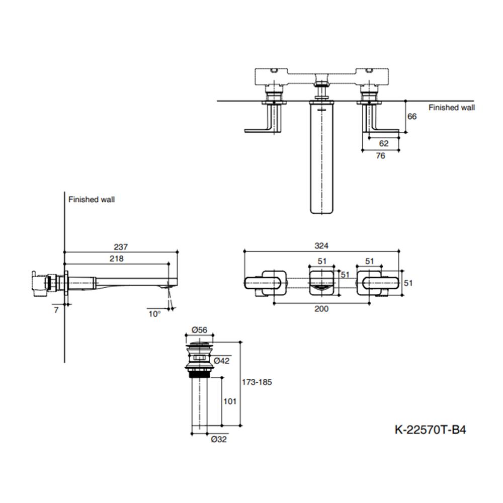ก๊อกอ่างล้างหน้าผสม KOHLER K-22570T-B4-BL