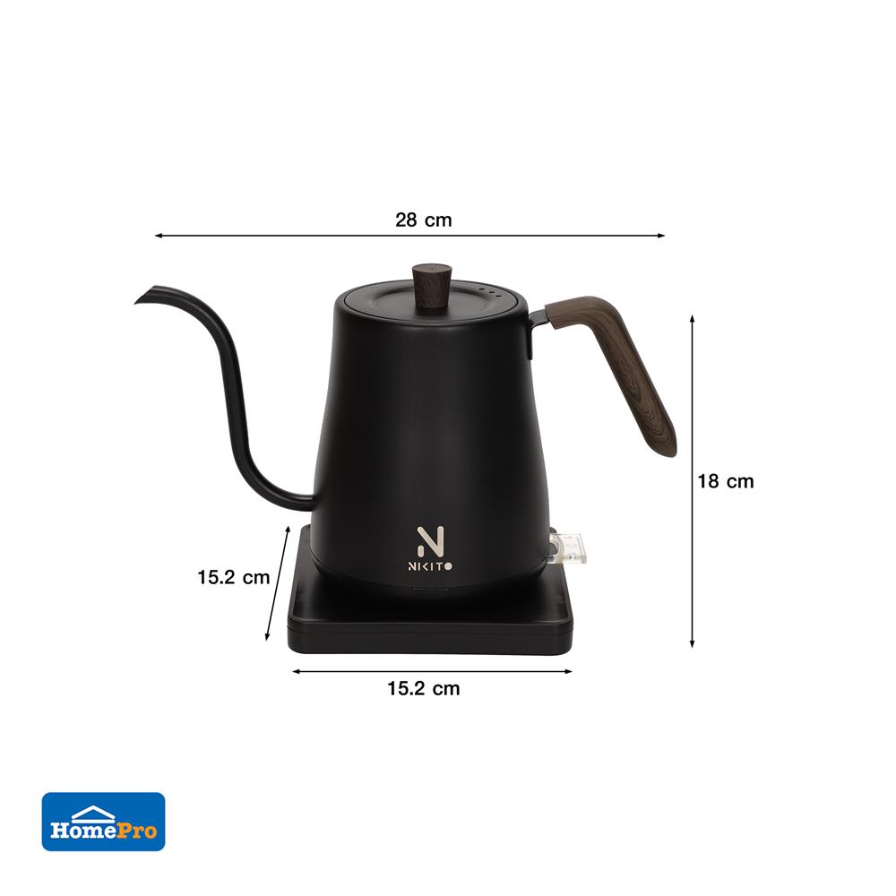 กาต้มน้ำไฟฟ้า NIKITO JMSH303 0.8 ลิตร สีดำ