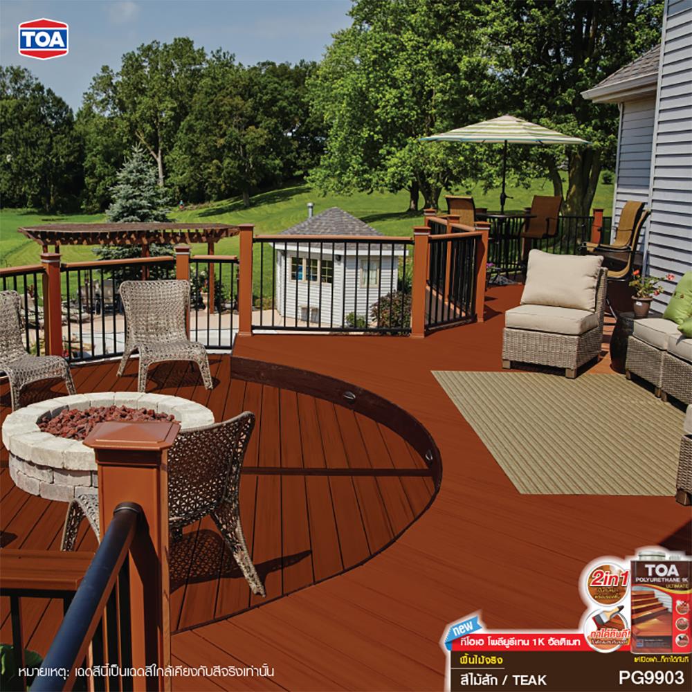โพลียูรีเทนภายนอก TOA 1K ULTIMATE PG9903 สีไม้สัก โปร่งแสงเงา 3 ลิตร