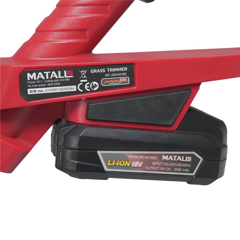 เครื่องเล็มหญ้าไร้สาย (พร้อมแบตเตอรี่) MATALL MT20G20 20 โวลต์