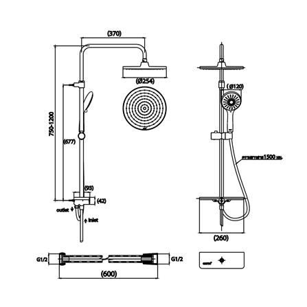 ฝักบัว RAIN SHOWER ผสม COTTO CT6216BL สีดำ_2