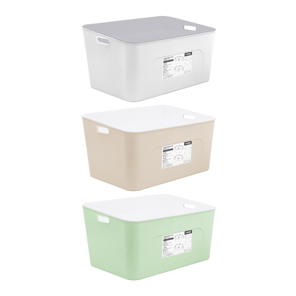 กล่องฝาปิดมีหูจับ 38 ลิตร STACKO 31x45x23.5 ซม. คละสี (1 ชิ้น)
