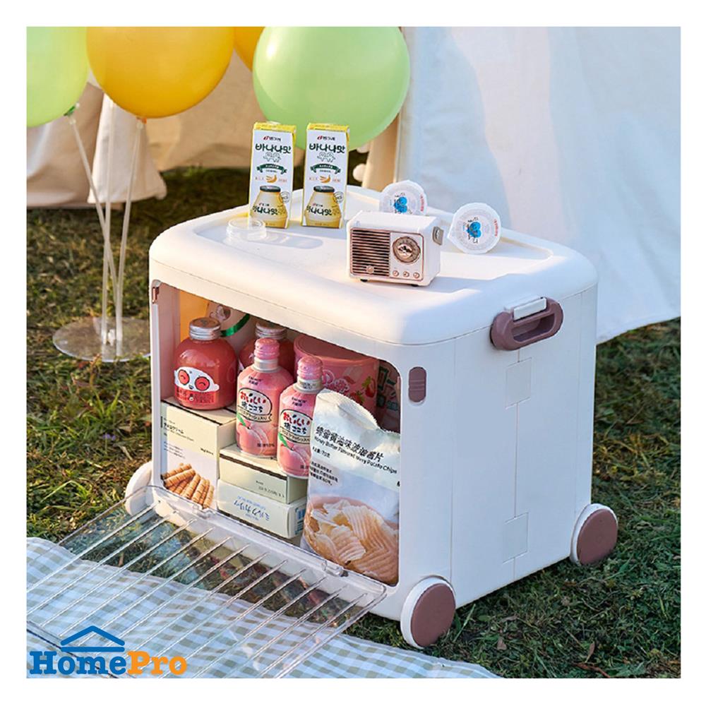 กล่องเก็บของฝาหน้าใส มีที่ลาก STACKO KID 49x35x38.5 ซม. สีขาว