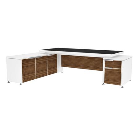 โต๊ะทำงานเข้ามุมซ้าย SURE ZEBRANO EXECUTIVE ZTL-2518 258 ซม. สีขาว/ไม้เข้ม_0