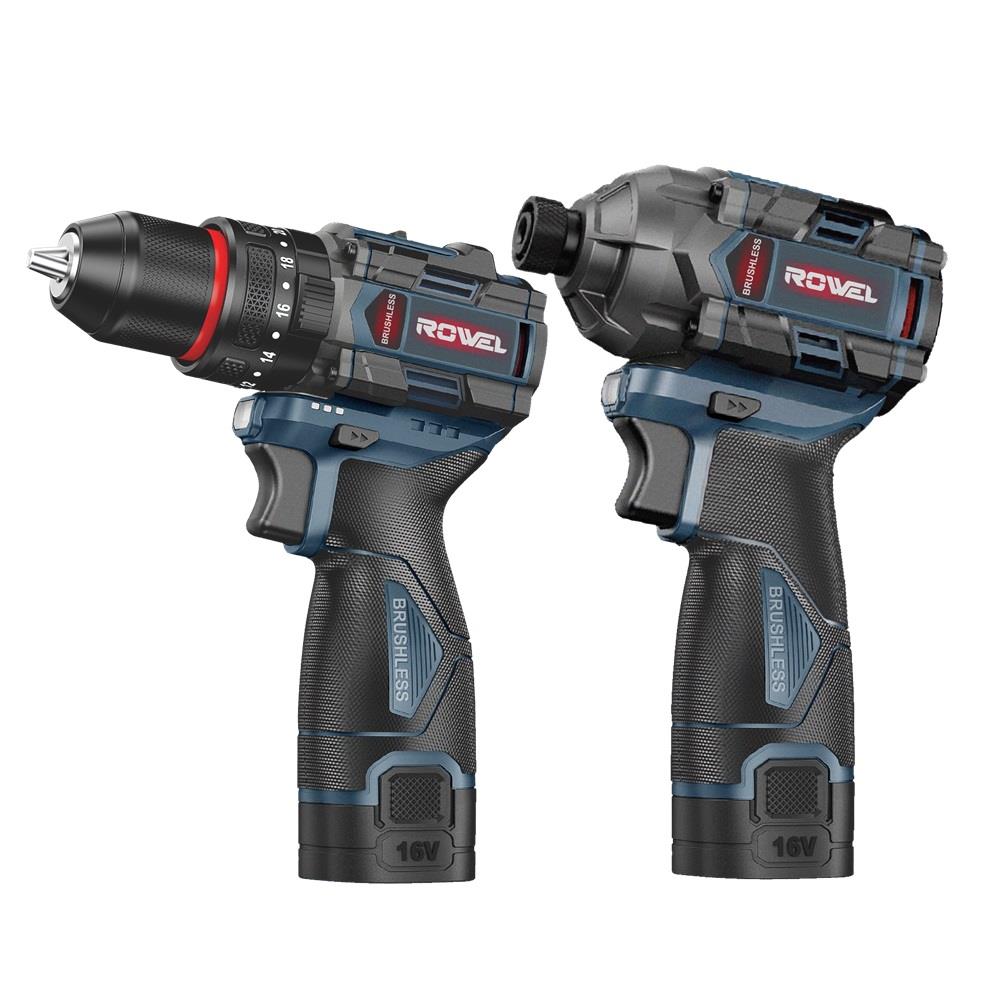 ชุดสว่านและไขควงกระแทกไร้สาย (พร้อมแบตเตอรี่) ROWEL RW-PT-CSD161 16 โวลต์