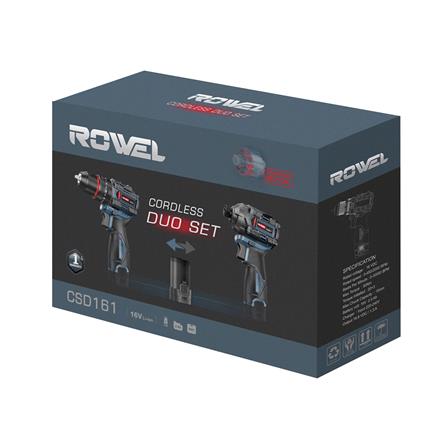 ชุดสว่านและไขควงกระแทกไร้สาย (พร้อมแบตเตอรี่) ROWEL RW-PT-CSD161 16 โวลต์_1