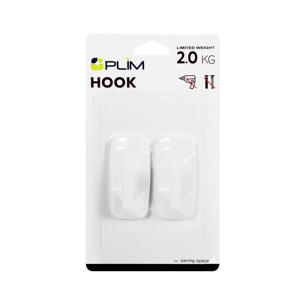 ขอแขวนติดเทปกาว PLIM XY-0361 สีขาว แพ็ก 2 ชิ้น