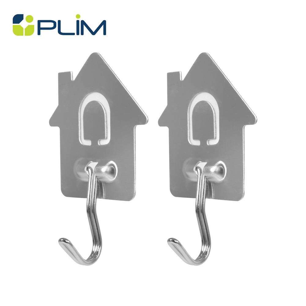 ขอแขวนรูปบ้านติดเทปกาว PLIM ML-87034 สีเงิน แพ็ก 2 ชิ้น