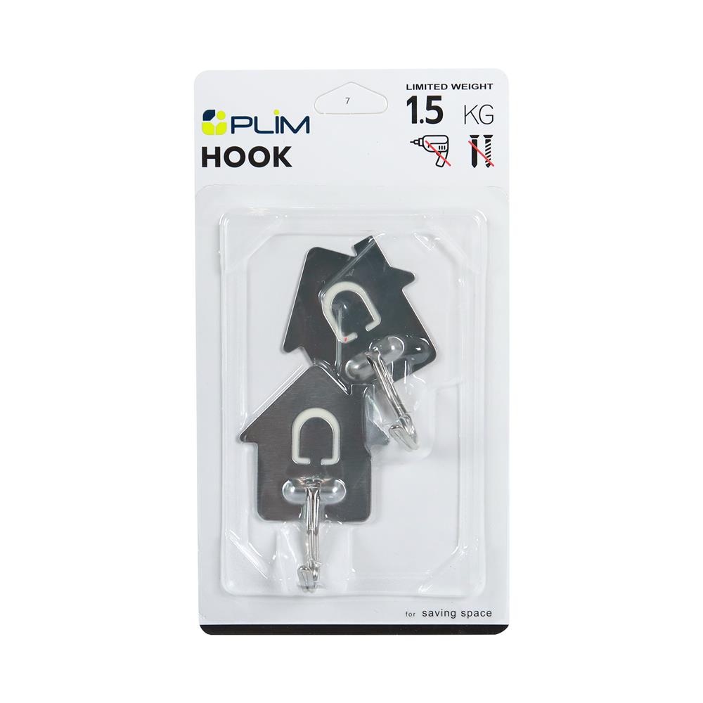 ขอแขวนรูปบ้านติดเทปกาว PLIM ML-87034 สีเงิน แพ็ก 2 ชิ้น