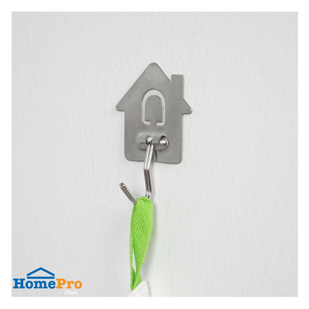 ขอแขวนรูปบ้านติดเทปกาว PLIM ML-87034 สีเงิน แพ็ก 2 ชิ้น