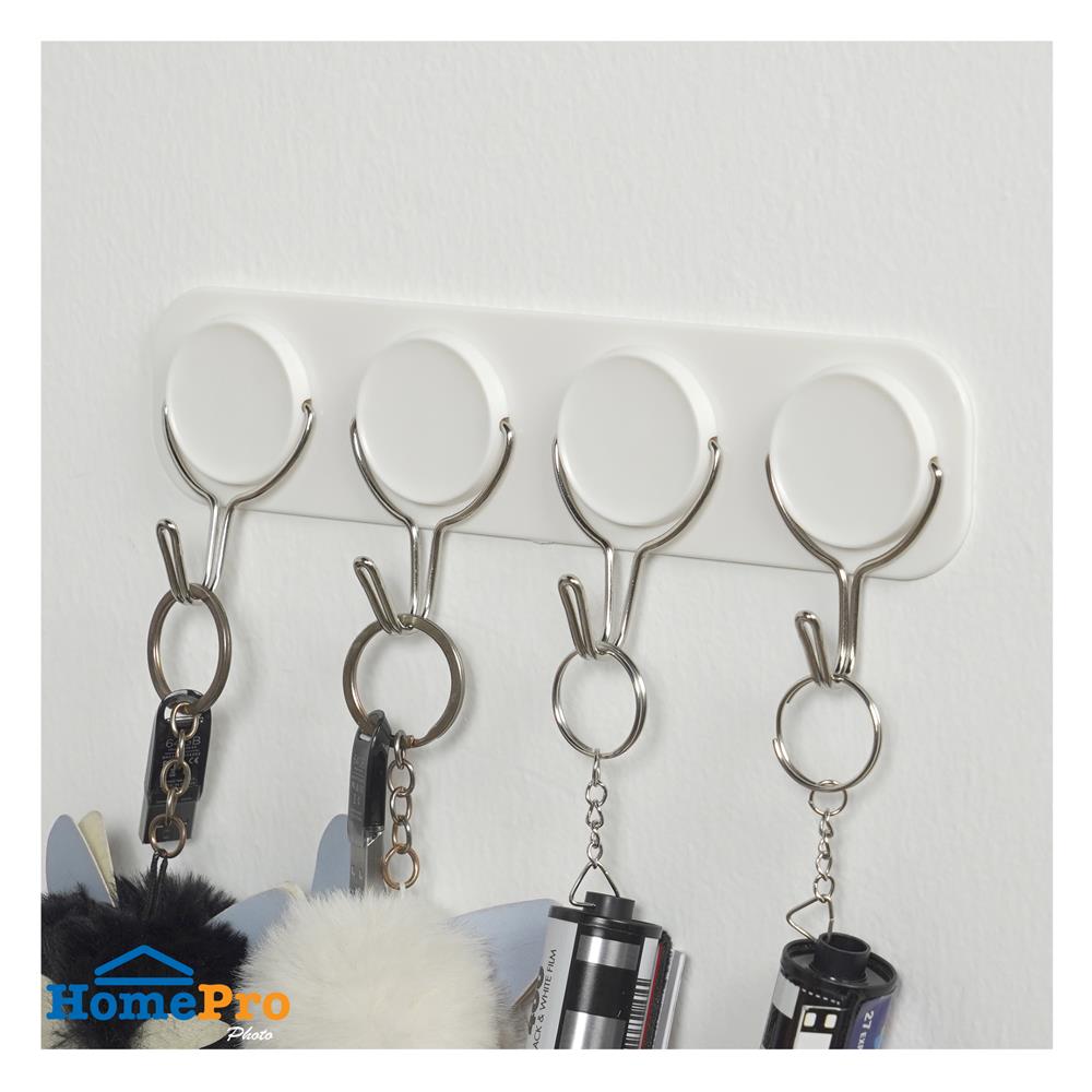 ขอแขวนติดเทปกาว 4 ตะขอ PLIM XY-0527 สีขาว