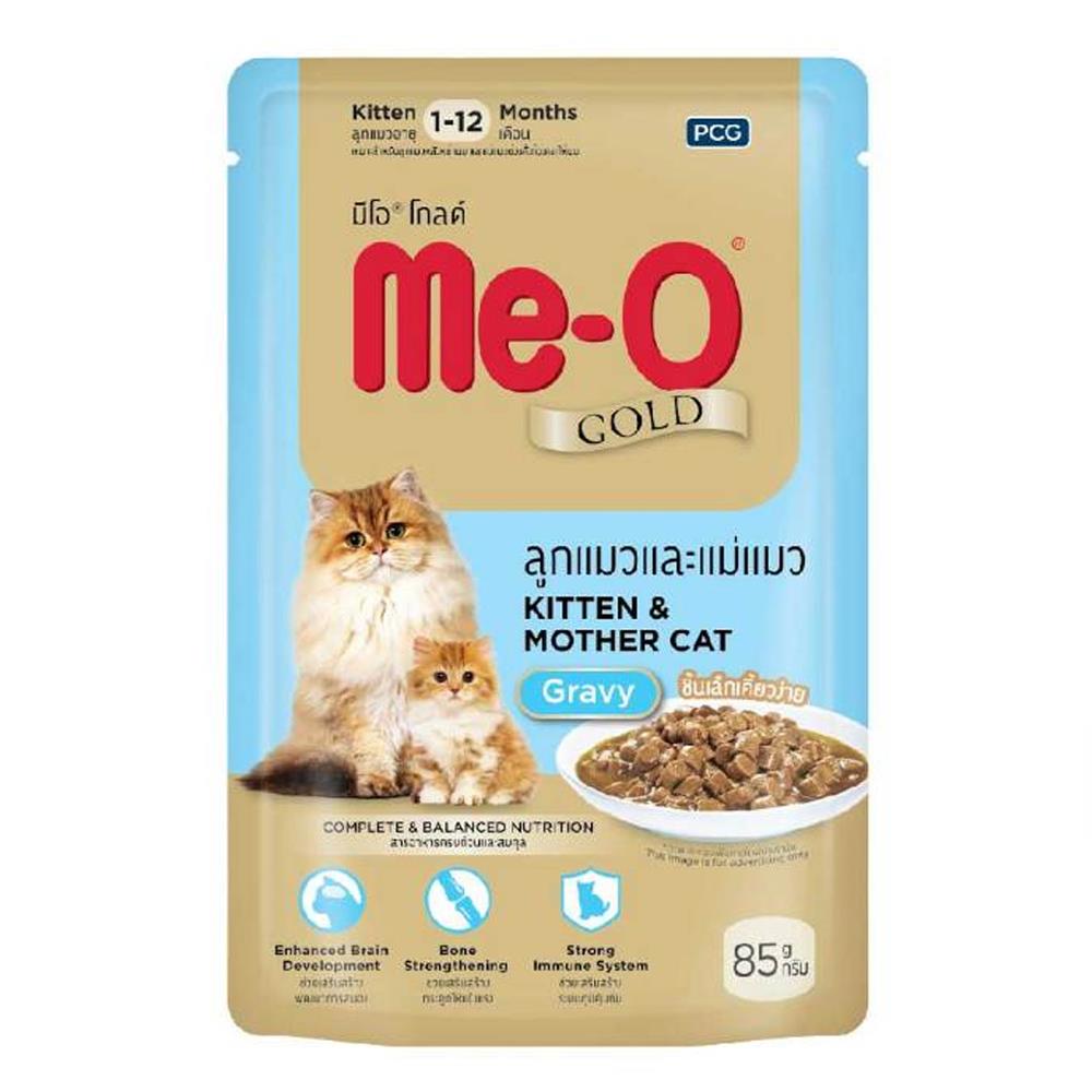 อาหารเปียกแมว MEO GOLD POUCH KITTEN AND MOTHER CAT 85 ก.