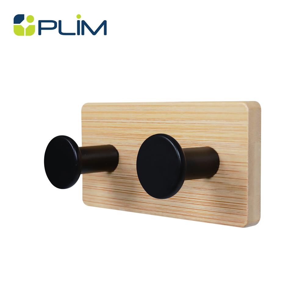 ขอแขวนติดเทปกาว 2 ตะขอ PLIM XY-0497B สีดำ