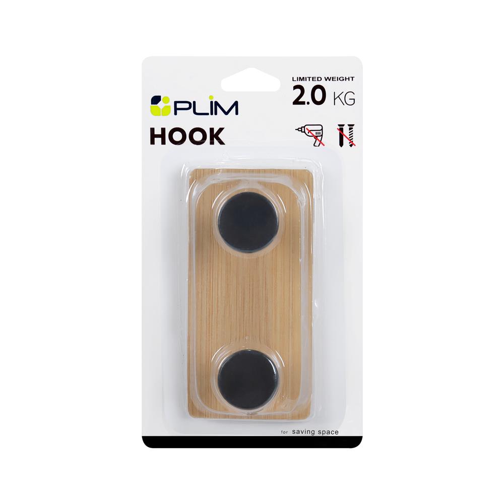 ขอแขวนติดเทปกาว 2 ตะขอ PLIM XY-0497B สีดำ