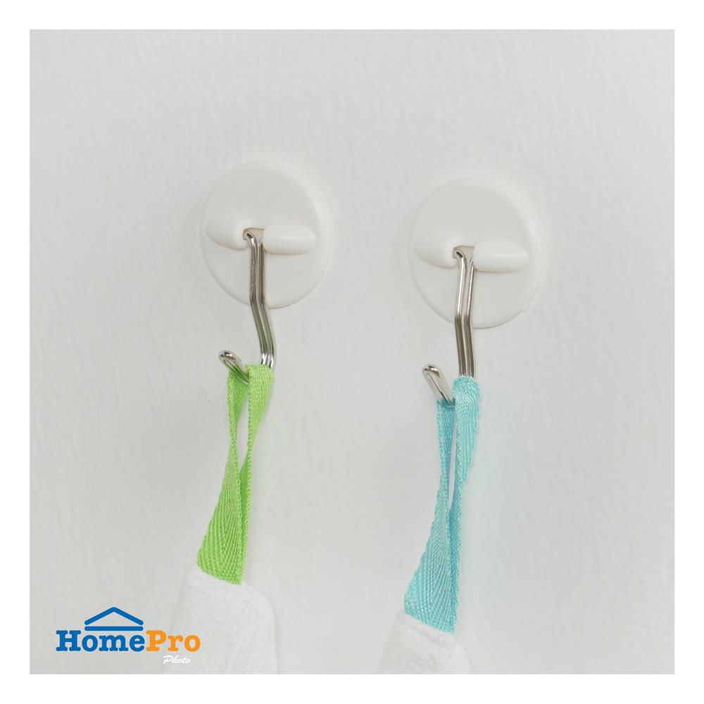 ขอแขวนกลมติดเทปกาว PLIM XY-0907 สีขาว แพ็ก 4 ชิ้น