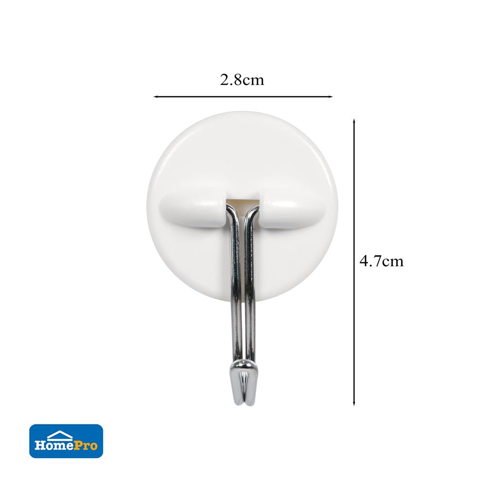 ขอแขวนกลมติดเทปกาว PLIM XY-0907 สีขาว แพ็ก 4 ชิ้น