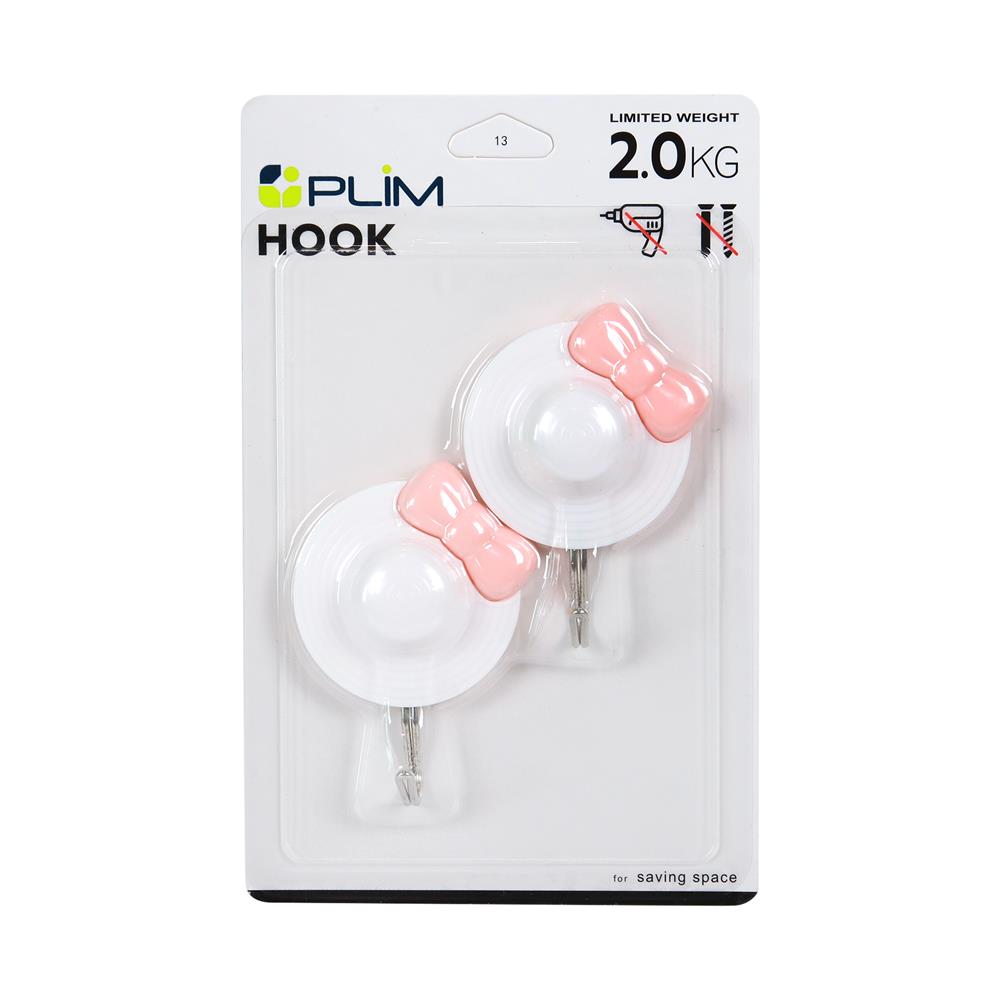 ขอแขวนรูปหมวกติดเทปกาว PLIM XY-0344 สีขาว แพ็ก 2 ชิ้น