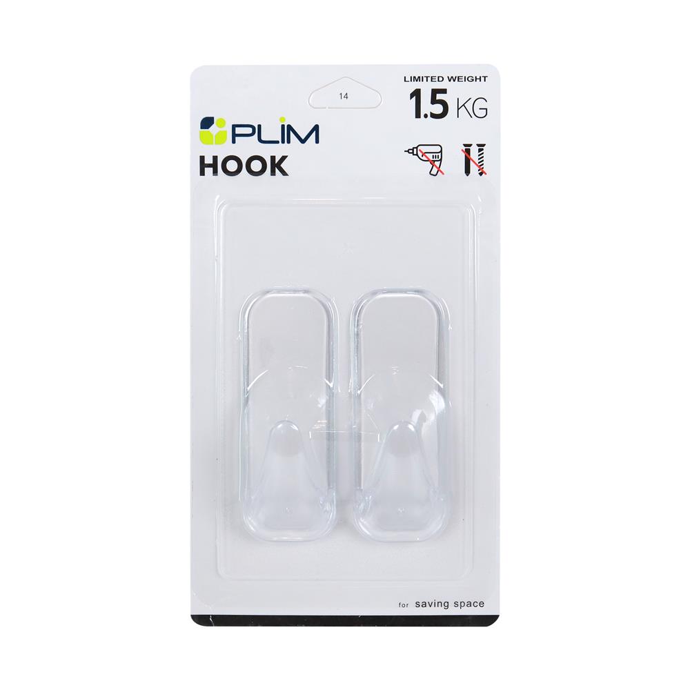 ขอแขวนวงรีติดเทปกาว PLIM XY-0312 สีใส แพ็ก 2 ชิ้น