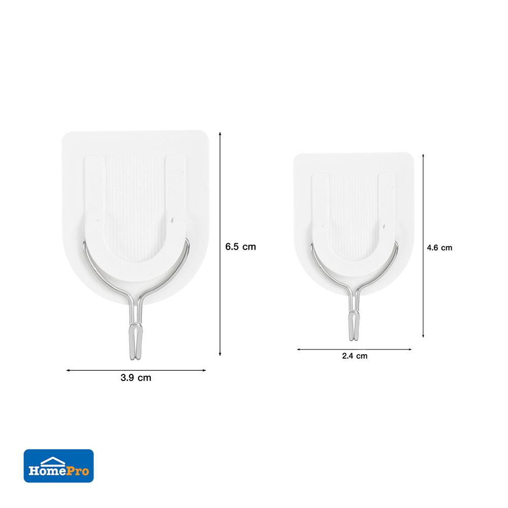 ขอแขวนเหลี่ยมติดเทปกาว PLIM XY-0522 สีขาว แพ็ก 5 ชิ้น