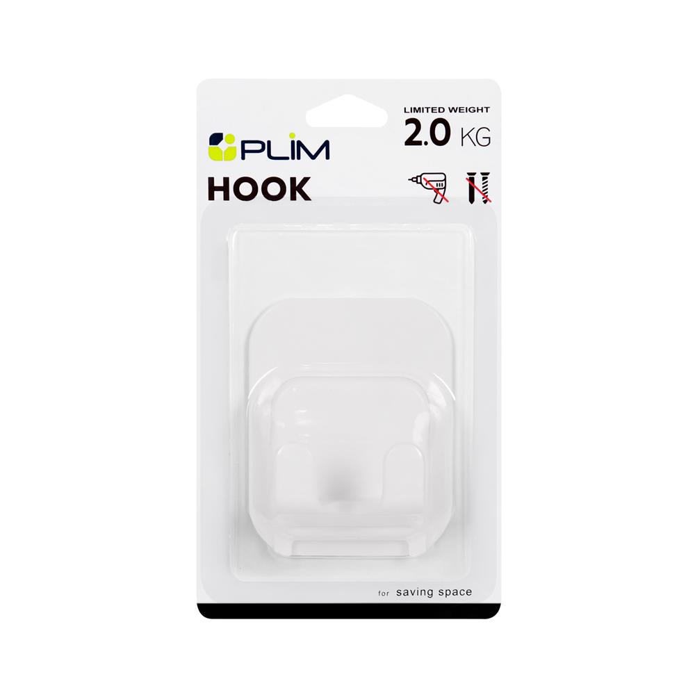 ขอแขวนเหลี่ยมติดเทปกาว PLIM XY-0710 สีขาว