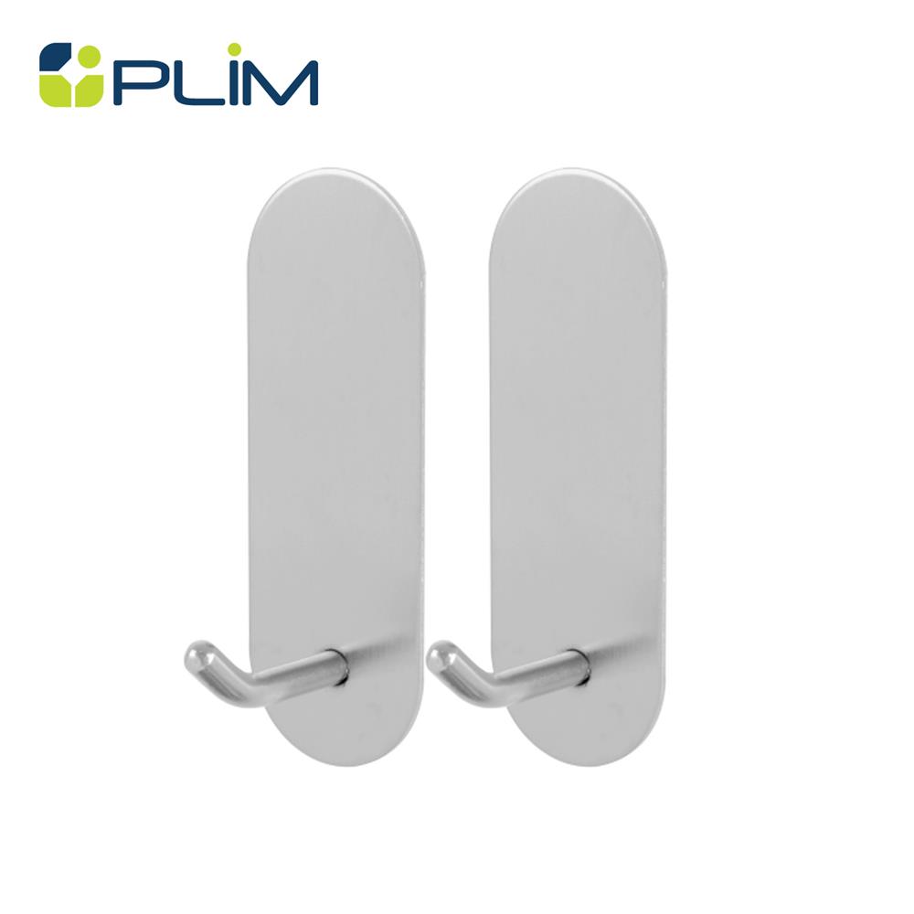 ขอแขวนสเตนเลสติดเทปกาว PLIM XY-0846-B สีเงิน แพ็ก 2 ชิ้น