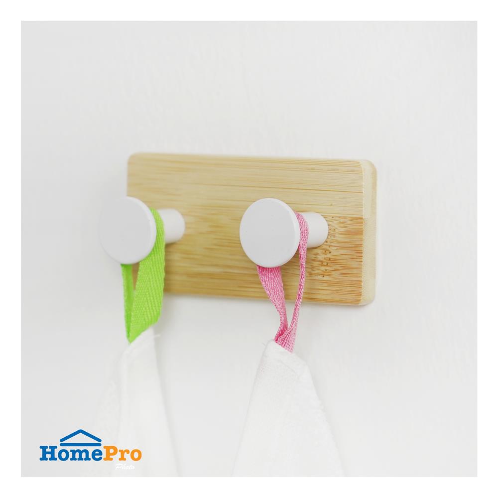 ขอแขวนติดเทปกาว 2 ตะขอ PLIM XY-0497W สีขาว
