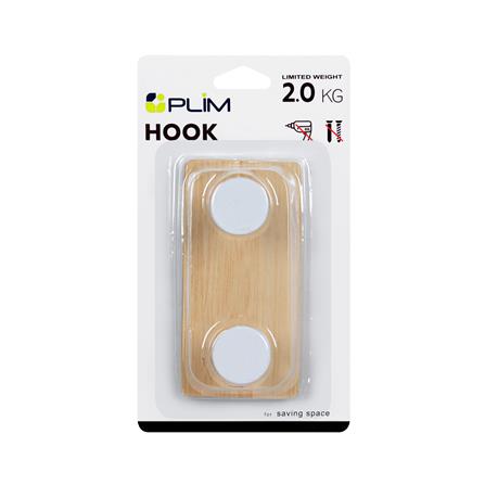 ขอแขวนติดเทปกาว 2 ตะขอ PLIM XY-0497W สีขาว_2