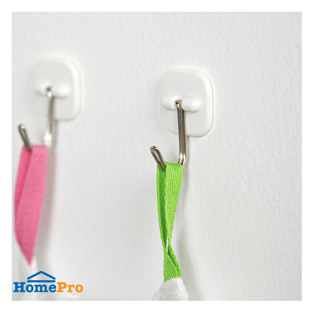 ขอแขวนเหลี่ยมติดเทปกาว PLIM XY-0904 สีขาว แพ็ก 6 ชิ้น