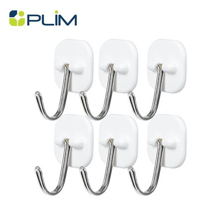 ขอแขวนเหลี่ยมติดเทปกาว PLIM XY-0904 สีขาว แพ็ก 6 ชิ้น_0