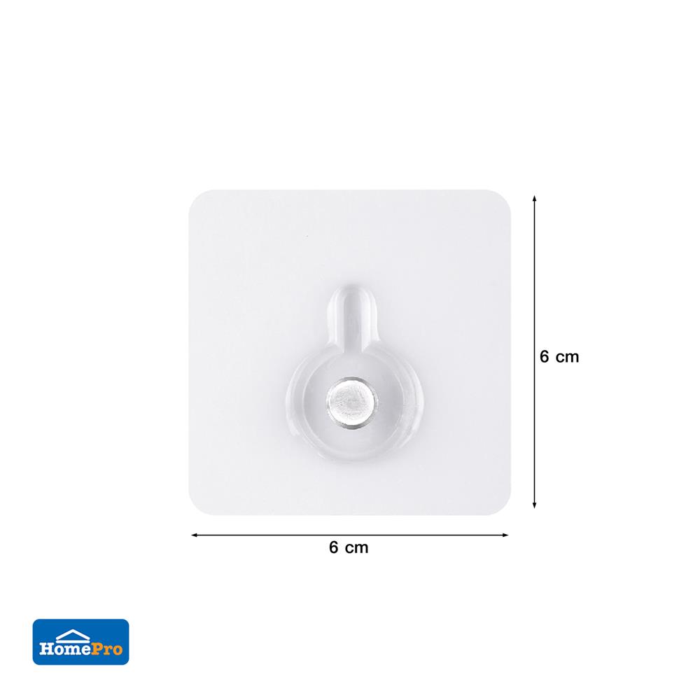 ขอแขวนเหลี่ยมติดเทปกาว PLIM XY-0104 สีใส แพ็ก 3 ชิ้น