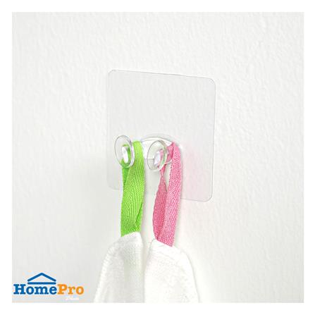 ขอแขวนเหลี่ยมติดเทปกาว PLIM XY-0102 สีใส แพ็ก 3 ชิ้น_4