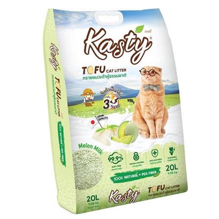 ทรายแมวเต้าหู้ KASTY TOFU CAT LITTER กลิ่นนมเมล่อน 20 ลิตร_0
