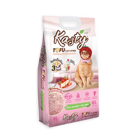 ทรายแมวเต้าหู้ KASTY TOFU CAT LITTER กลิ่นสตรอว์เบอร์รี่ชีสเค้ก 6 ลิตร_0