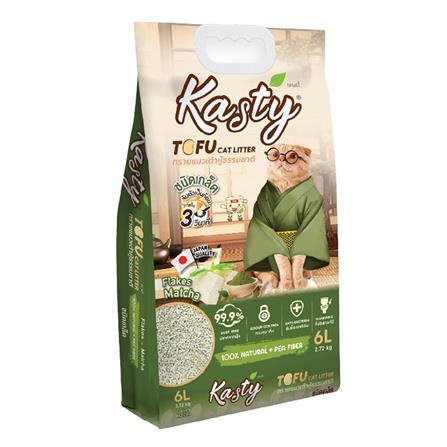 ทรายแมวเต้าหู้ KASTY FLAKES กลิ่นมัทฉะ 6 ลิตร_0