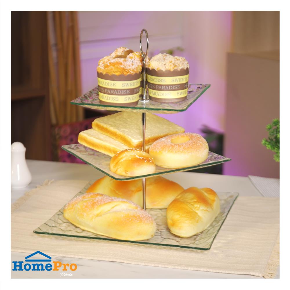 ที่วางขนมแก้ว 3 ชั้น KECH SQUARE