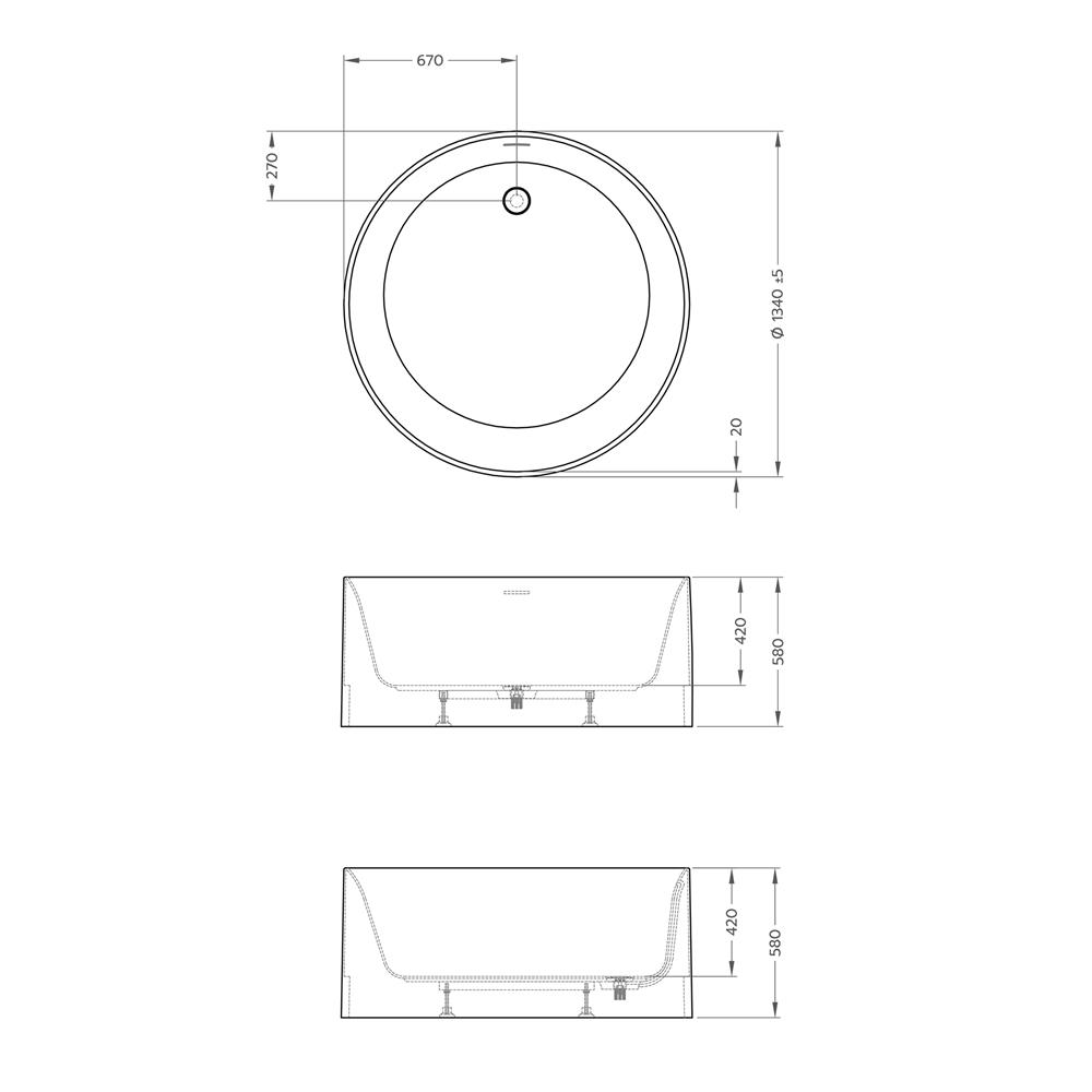 อ่างอาบน้ำ CRISTINA TOPIA 134134 BT 135 ซม. สีขาว