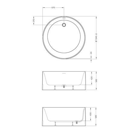 อ่างอาบน้ำ CRISTINA TOPIA 134134 BT 135 ซม. สีขาว_3