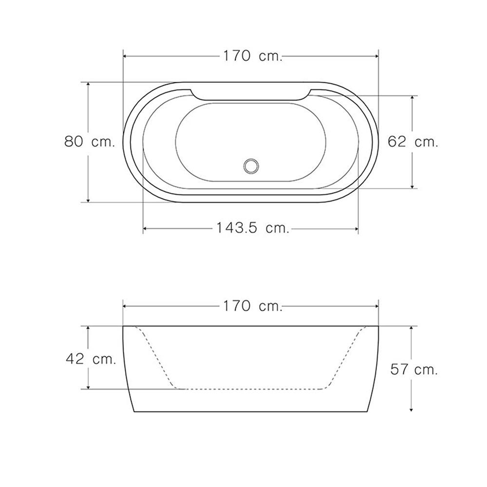 อ่างอาบน้ำ I-SPA I-DES02WF-M 170 ซม. สีขาว
