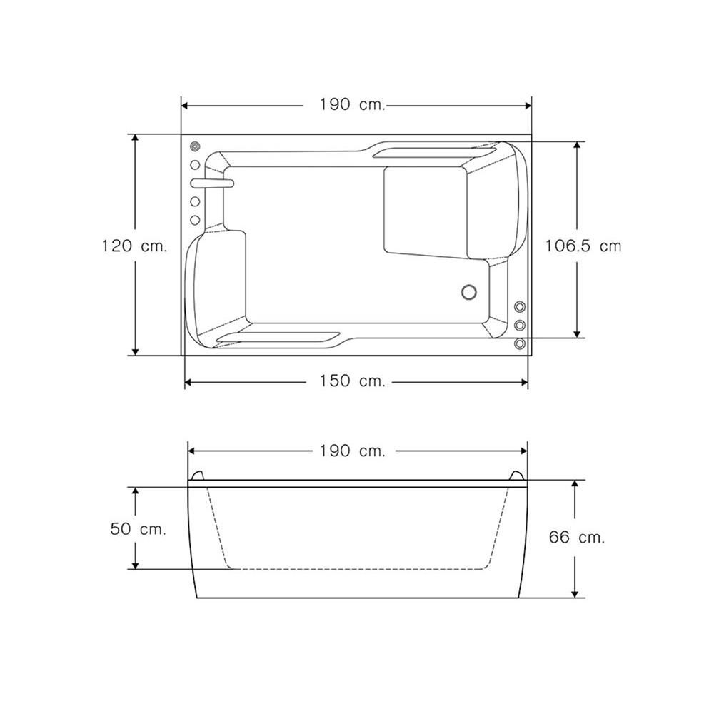 อ่างอาบน้ำ I-SPA I-FIA01WAF-M 190 ซม. สีขาว