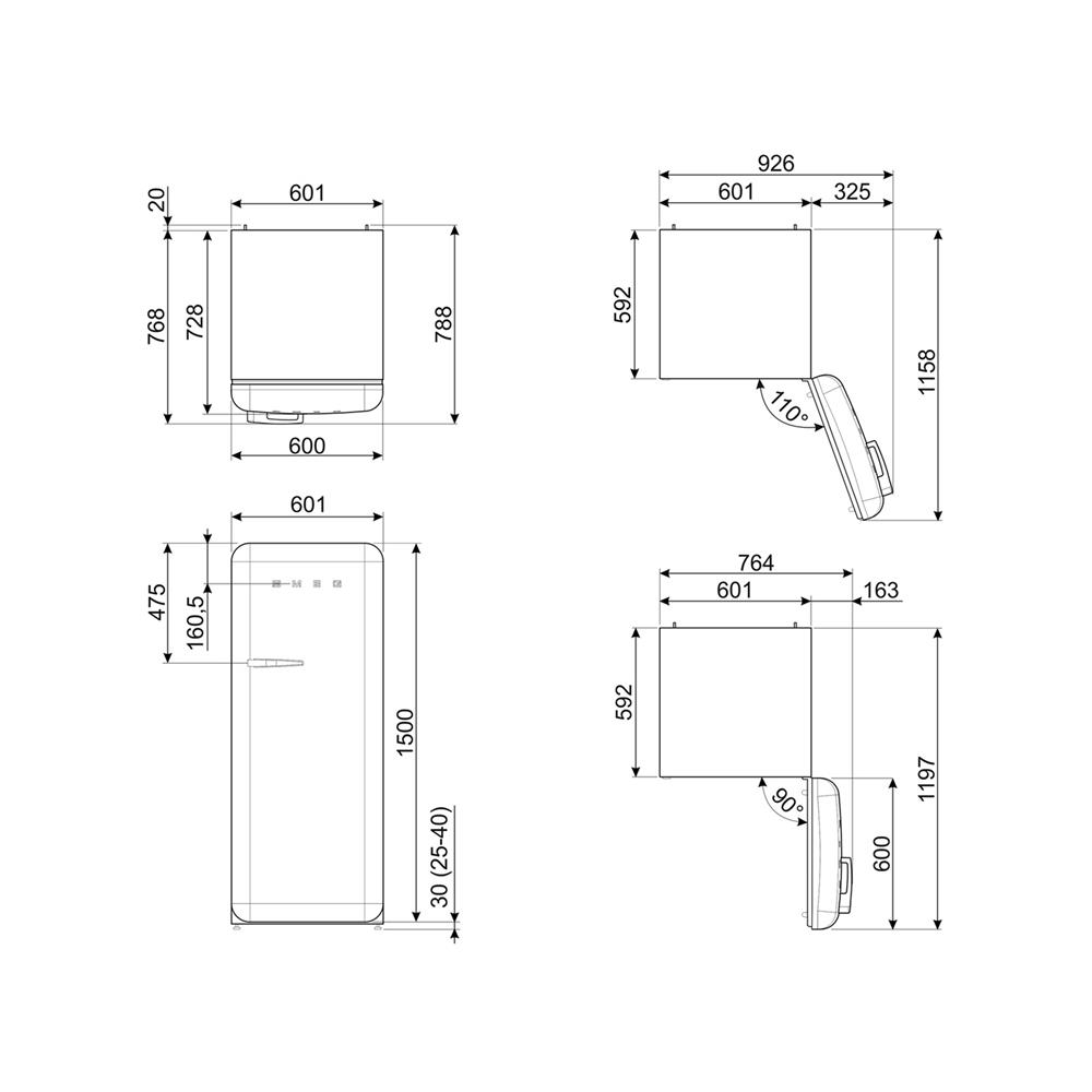 ตู้เย็น 1 ประตู SMEG FAB28RCR5 9.93 คิว สีครีม