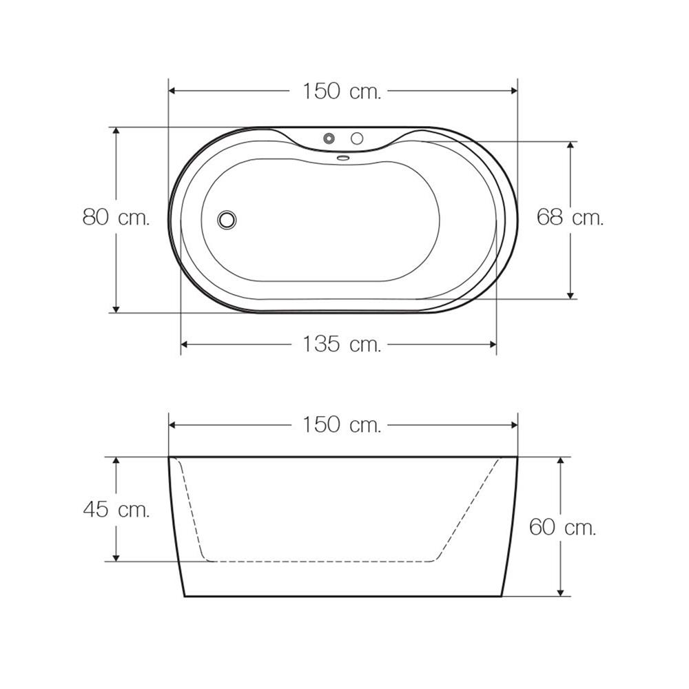 อ่างอาบน้ำ 150 ซม. I-SPA I-AST01WF-M สีขาว