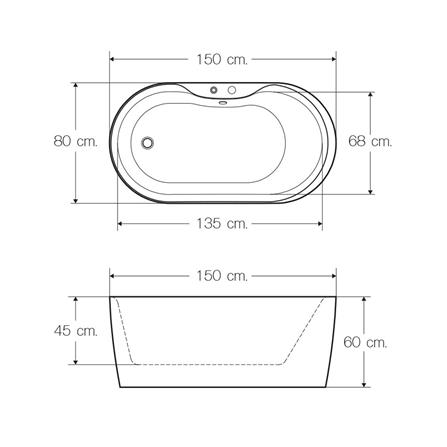 อ่างอาบน้ำ 150 ซม. I-SPA I-AST01WF-M สีขาว_2