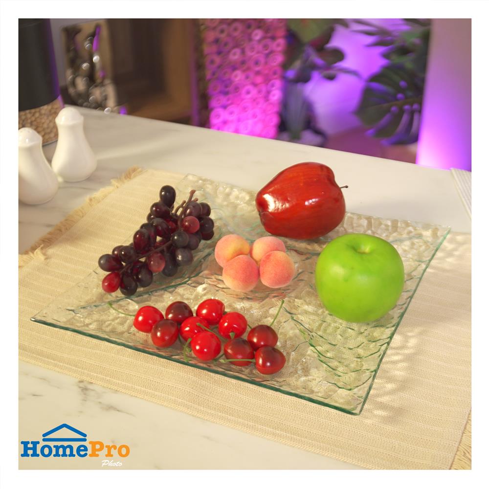 จานแก้วเหลี่ยม 5 ช่อง KECH 30x30 ซม.