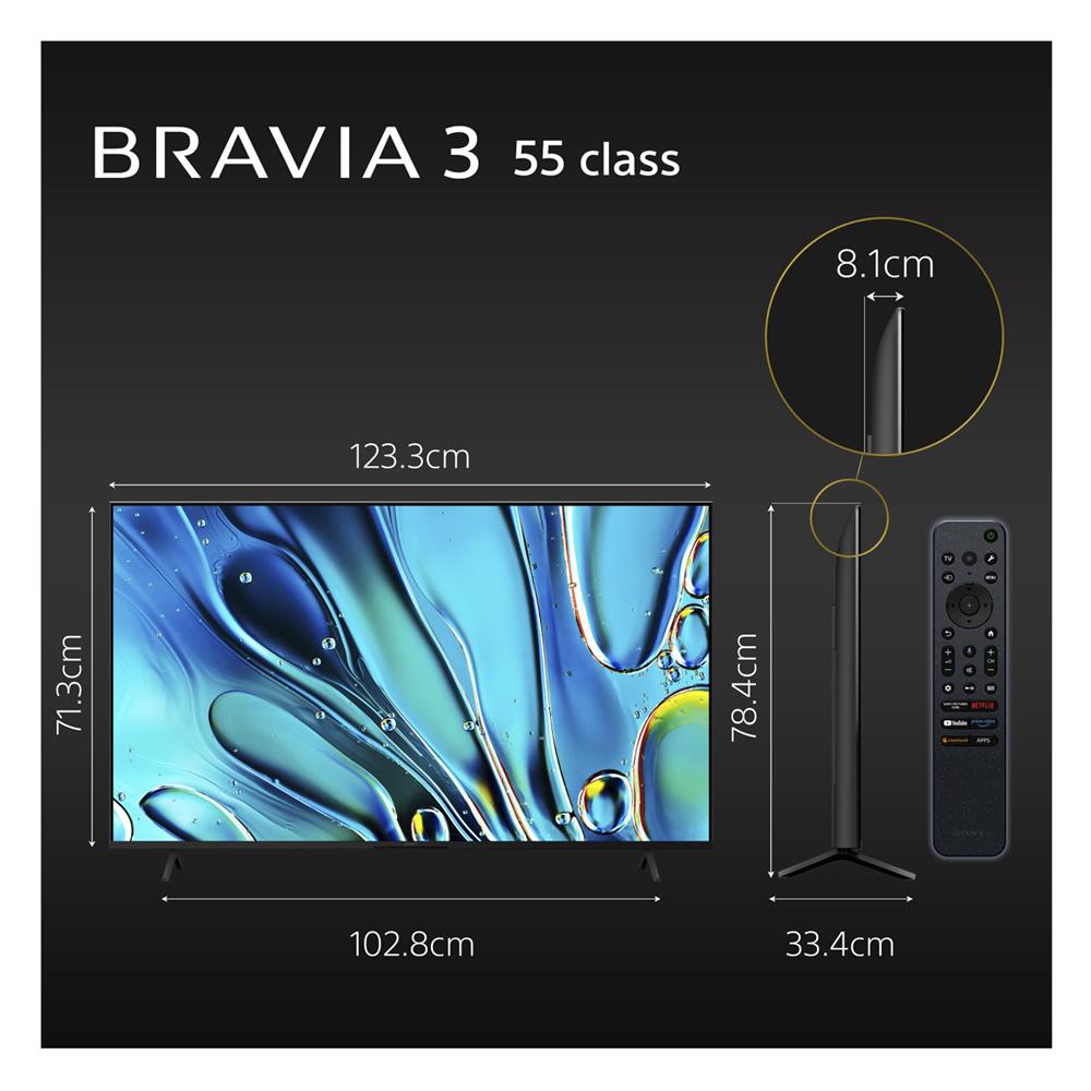 ทีวีแอลอีดี 55 นิ้ว SONY (4K, LED, GOOGLE TV) BRAVIA 3 K-55S30
