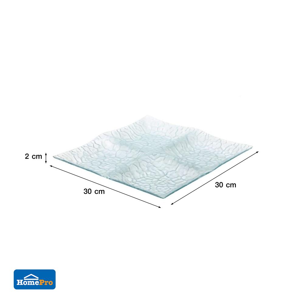จานแก้วเหลี่ยม 4 ช่อง KECH 30x30 ซม.