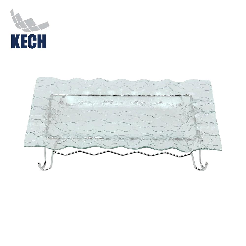 จานแก้วเหลี่ยมพร้อมขาตั้ง 24x38 ซม. KECH_1