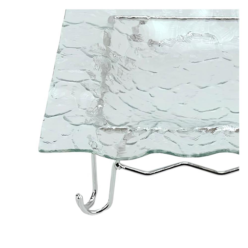 จานแก้วเหลี่ยมพร้อมขาตั้ง 24x38 ซม. KECH