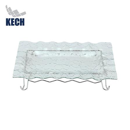 จานแก้วเหลี่ยมพร้อมขาตั้ง 24x38 ซม. KECH_0