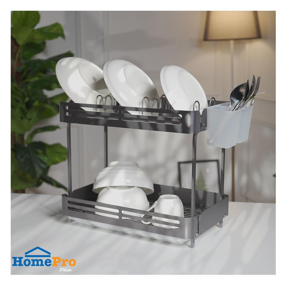 ชั้นคว่ำจานอะลูมิเนียม 2 ชั้น 40 ซม. KECH GRAY