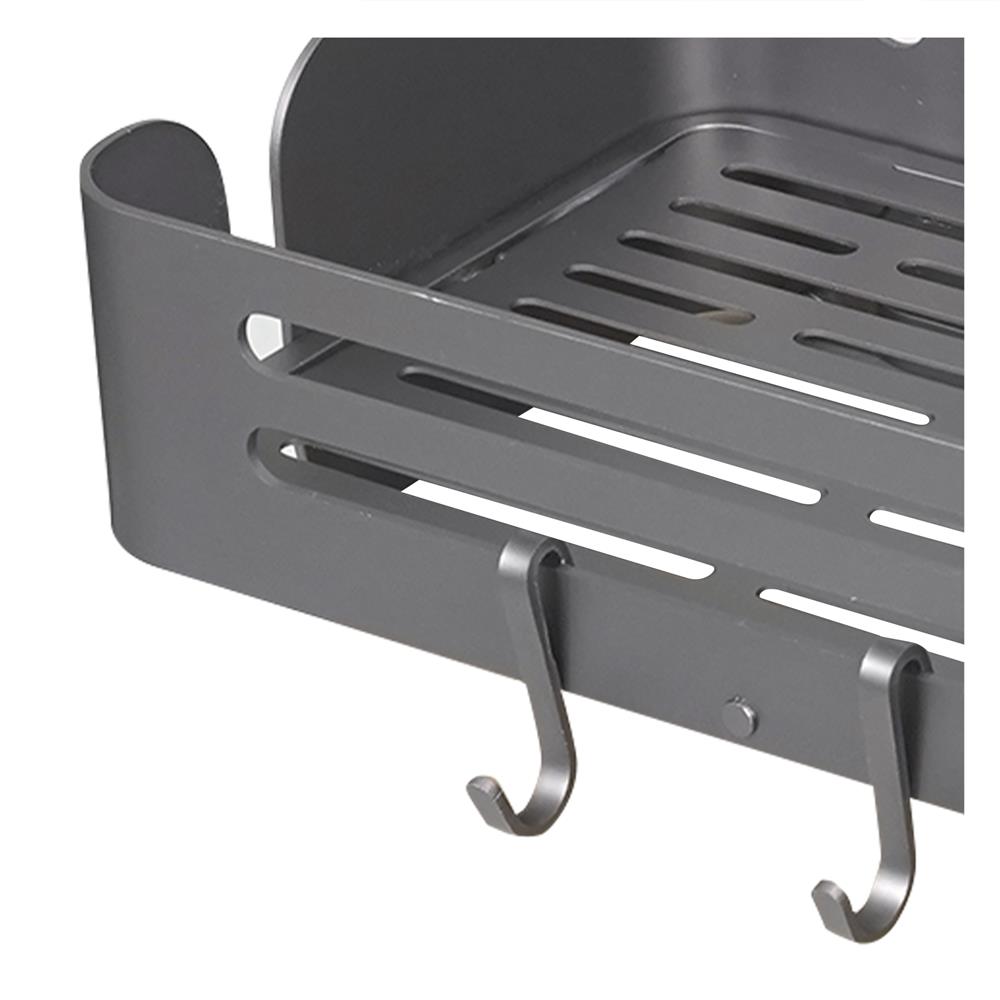 ชั้นวางอเนกประสงค์ติดผนัง 40 ซม. พร้อมตะขอแขวน 4 ชิ้น KECH GRAY